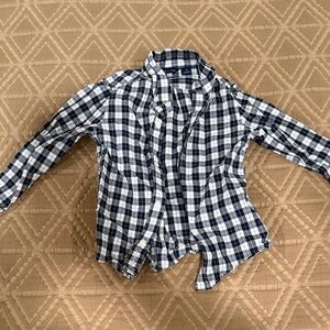 Janie and Jack Navy and White Checkered Button Down Shirt